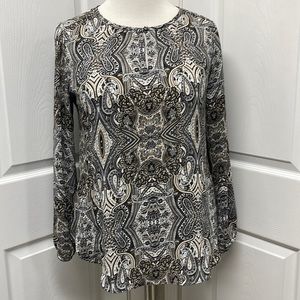 Charter Club Black Brown Paisley Blouse Small